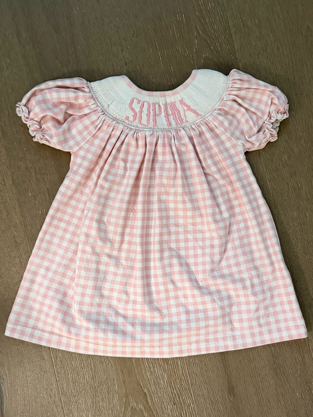 Ann + Reeves Knit Pink Gingham Custom Emmie Dress - “SOPHIA” - 9M
